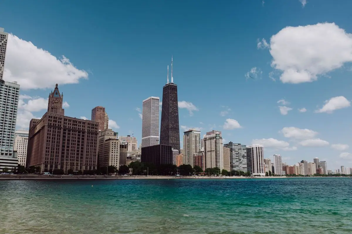 Chicago skyline and Lake Michigan